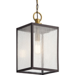 Lahden Convertible Outdoor Pendant - Weathered Zinc / Clear Seeded