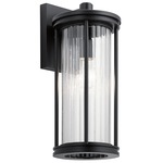 Barras Outdoor Wall Sconce - Black / Clear Ribbed