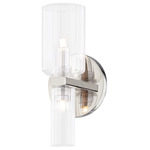 Tabitha Wall Sconce - Polished Nickel / Clear Ribbed