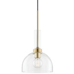 Tabitha Pendant - Aged Brass / Clear Ribbed