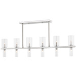 Tabitha Linear Pendant - Polished Nickel / Clear Ribbed