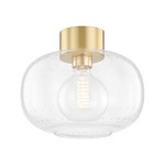 Harlow Semi Flush Ceiling Light - Aged Brass / Clear Seeded
