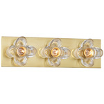 Shea Bathroom Vanity Light - Aged Brass / Clear