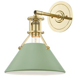 Painted No.2 Wall Sconce - Aged Brass / Leaf Green