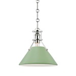 Painted No.2 Pendant - Polished Nickel / Leaf Green