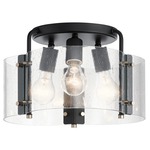 Thoreau Semi Flush Ceiling Light - Black / Clear Seeded