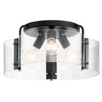 Thoreau Semi Flush Ceiling Light - Black / Clear Seeded