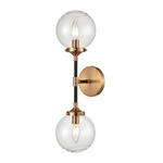 Boudreaux Double Wall Sconce - Antique Gold / Clear