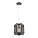 Woodbridge Mini Pendant - Matte Black / Weathered Oak