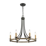 Woodbridge Chandelier - Matte Black / Weathered Oak