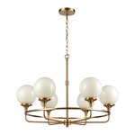 Beverly Hills Chandelier - Satin Brass / White