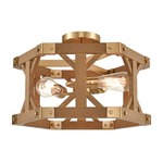 Structure Semi Flush Ceiling Light - Satin Brass / Medium Oak