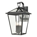 Main Street Outdoor Wall Sconce - Black / Clear
