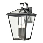 Main Street Outdoor Wall Sconce - Black / Clear