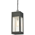 Angus Outdoor Pendant - Charcoal / Clear Seeded