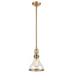 Rutherford Glass Mini Pendant - Satin Brass / Clear Seeded