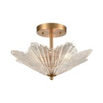 Radiance Semi Flush Ceiling Light - Satin Brass / Clear Textured