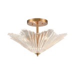 Radiance Semi Flush Ceiling Light - Satin Brass / Clear Textured
