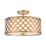 Arabesque Semi Flush Ceiling Light - Bronze Gold / White