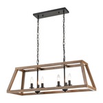 Barrow Linear Pendant - Matte Black / Birch Wood