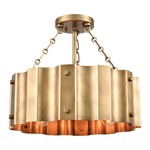 Clausten Semi Flush Ceiling Light - Natural Brass