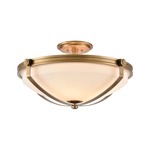 Connelly Semi Flush Ceiling Light - Natural Brass / White Glass