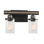 Beaufort Bathroom Vanity Light - Anvil Iron / Clear Seeded