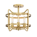 Kent Semi Flush Ceiling Light - Warm Brass