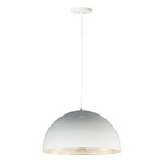 Hemisphere Pendant - Gloss White / White / Aluminum