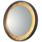 Floating Round 23 Inch Mirror - Gold Leaf / Black