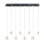 Newton 8-Light Linear Pendant - Black / Clear