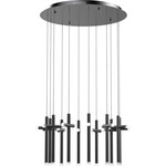 Seesaw Cross Circular Multi Light Pendant - Satin Dark Gray / Acrylic