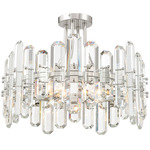 Bolton Semi Flush Ceiling Light - Polished Nickel / Crystal