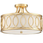 Graham Semi Flush Ceiling Light - Antique Gold / White