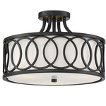 Graham Semi Flush Ceiling Light - Matte Black / White