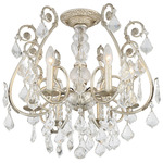 Regis Semi Flush Ceiling Light - Olde Silver / Hand-Cut Crystal