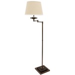 Farmhouse Swing Arm Floor Lamp - Chestnut Bronze / Burlap