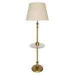 Randolph Floor Lamp with Table - Antique Brass / Natural