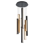 Chaos Multi Light Pendant - Black and Brass / White