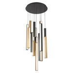 Chaos Multi Light Pendant - Black and Brass / White