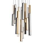 Chaos Multi Light Pendant - Black and Brass / White