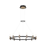 Albany Round Chandelier - Black / Brass / White