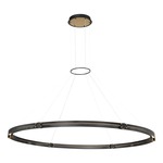 Admiral 1 Tier Round Pendant - Matte Black / Gold