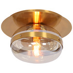 Nottingham Semi Flush Ceiling Light - Brass / Amber