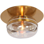 Nottingham Semi Flush Ceiling Light - Brass / Amber