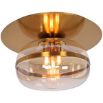 Nottingham Semi Flush Ceiling Light - Brass / Amber