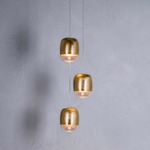 Gong Mini Multi Light Pendant with Square Canopy - Anodized Aluminum / Gold Leaf