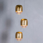 Gong Mini Multi Light Pendant with Square Canopy - Anodized Aluminum / Gold Leaf