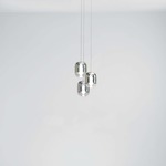 Gong Mini Multi Light Pendant with Square Canopy - Matte Silver / Silver