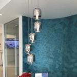 Gong Mini Multi Light Pendant with Round Canopy - Matte Silver / Silver